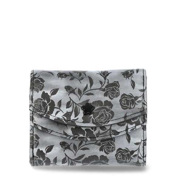 No Boundaries Faux Leather Double Flap Wallet, Black Rose, Women’s, Floral Style - Picture 1 of 4